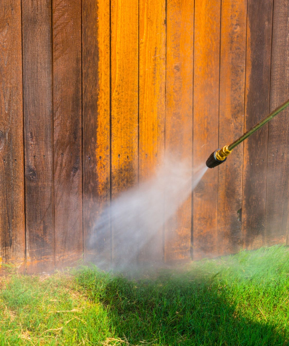 wooden fence washing